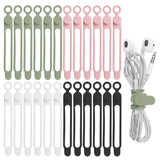 Nearockle Reusable Silicone Cable Ties – Adjustable Cord Organizer Straps for Home, Office & Travel (24-Pack, Multicolor)