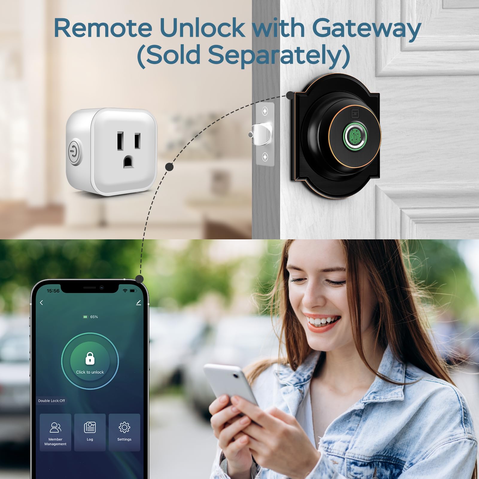 Smart Fingerprint Door Lock with Bluetooth App Control, Keyless Entry Deadbolt, Auto Lock Security System for Front Doors