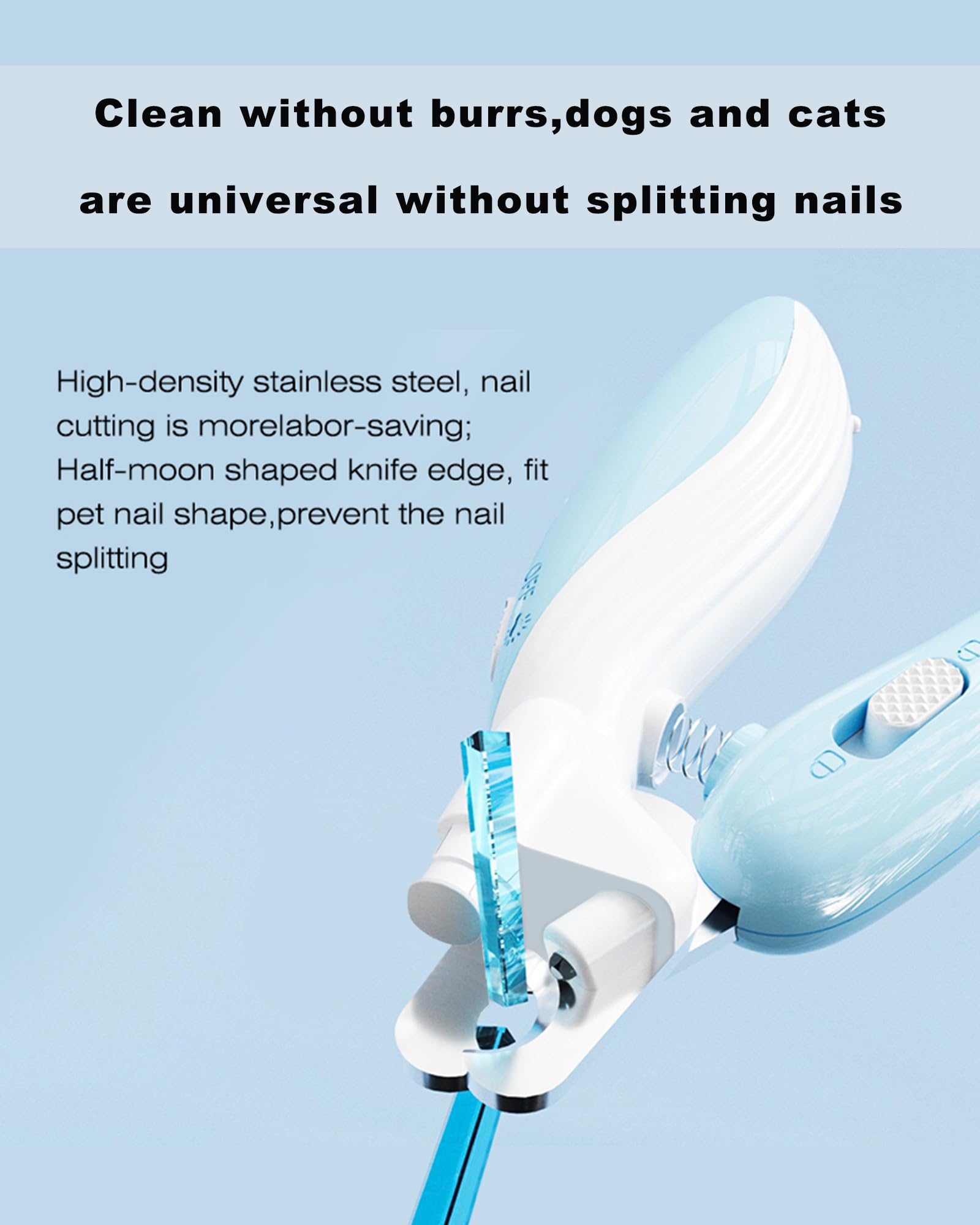 LED Pet Nail Clippers with Safety Light, Stainless Steel Blades, Safety Lock, and Ergonomic Whale-Shaped Handle for Dogs and Cats