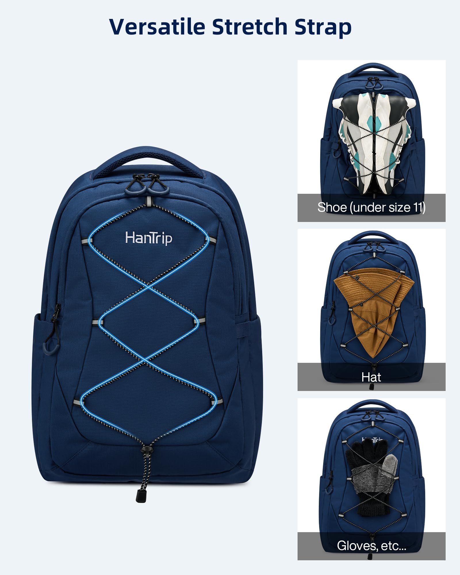 Hantrip Large School & College Backpack with Laptop Compartment, Chest Strap, Water-Resistant Design
