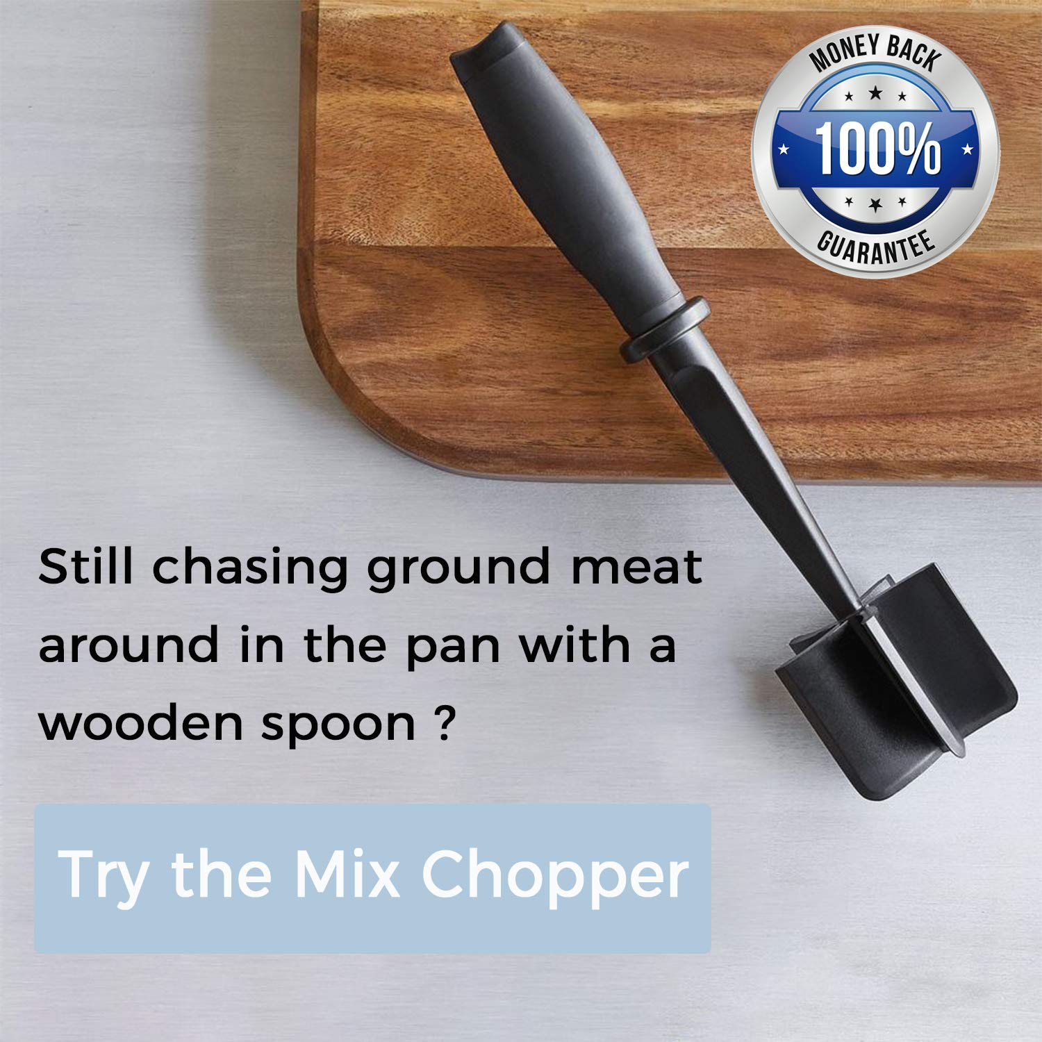 Ergonomic 5-Blade Meat Chopper & Masher for Ground Meat and Mixing