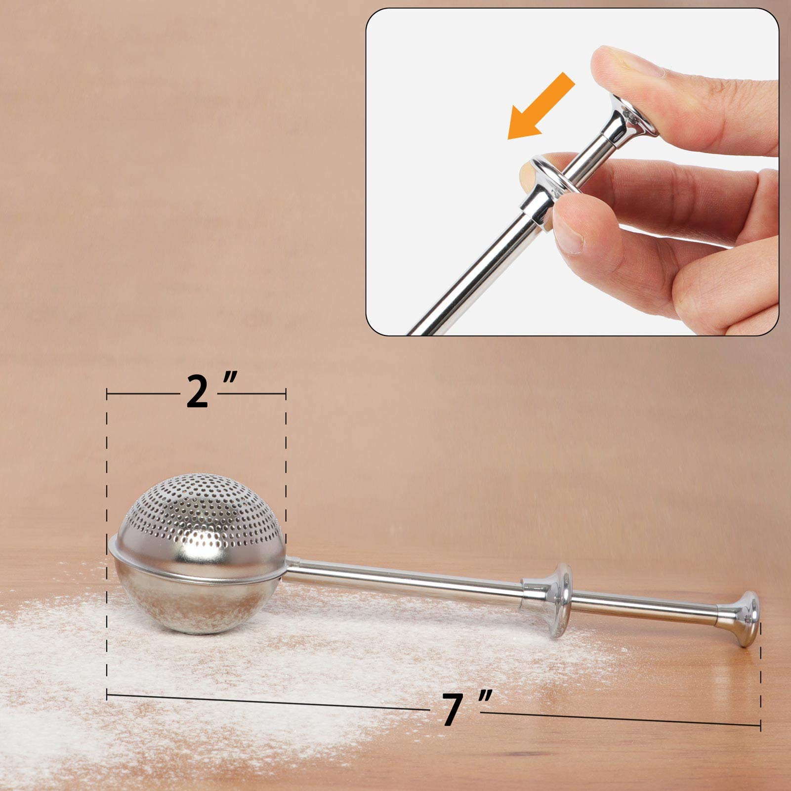 Stainless Steel Baking Dusting Wand – Cocoa, Powdered Sugar & Flour Shaker
