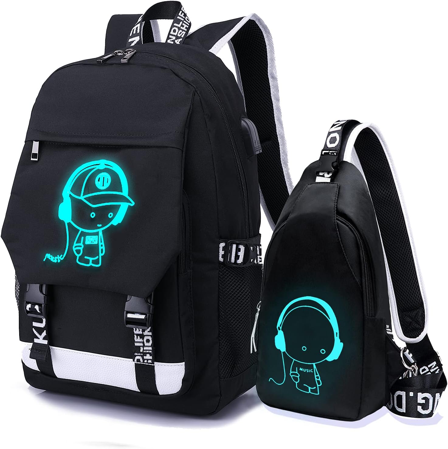 3-Piece Reflective School Backpack Set with Laptop Pocket