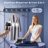 Compact 2-in-1 Handheld Garment Steamer Iron 1000W Fast Heat Portable Wrinkle Remover with Rotating Head