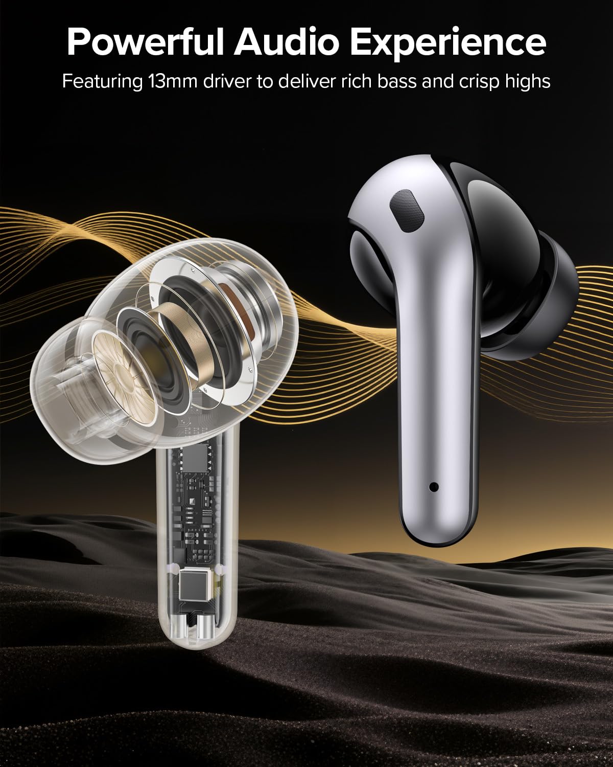 TAGRY X08 Wireless Bluetooth Earbuds with LED Power Display, Wireless Charging Case & 60H Playback – Waterproof Stereo Headphones Black