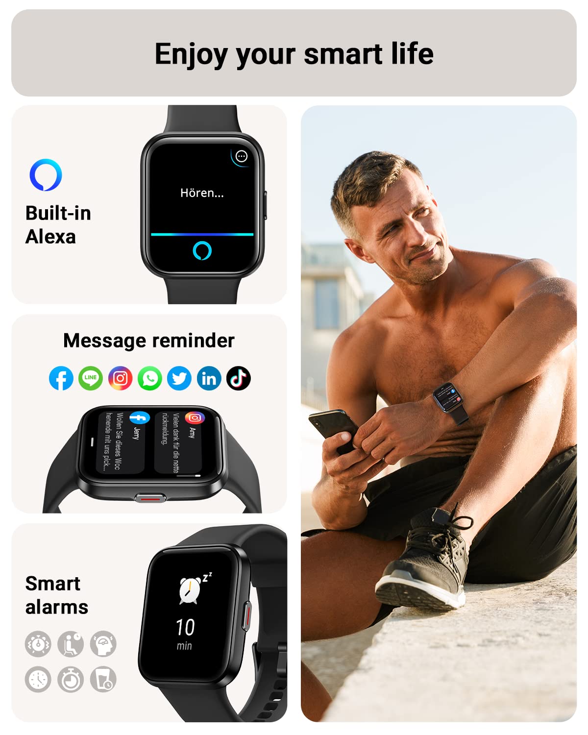 Pro Series 8 Smart Watch with Alexa Built-in & Bluetooth Calling – 1.8" HD Screen, 100+ Sports, SpO2 & Heart Rate Monitor