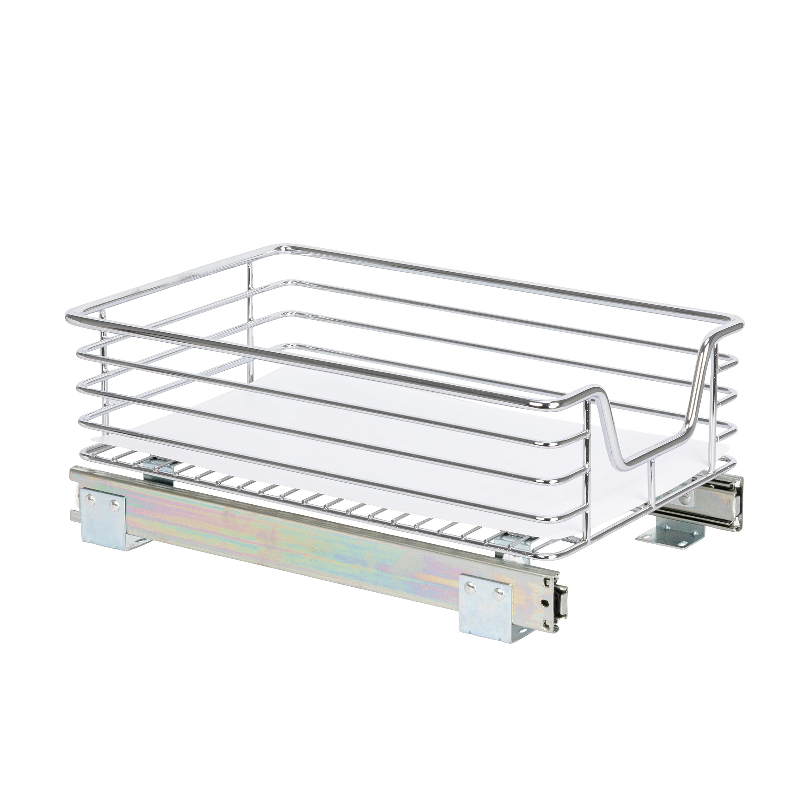 Household Essentials Glidez Single-Tier Pull-Out Cabinet Organizer – Chrome Slide-Out Storage with Protective Liner