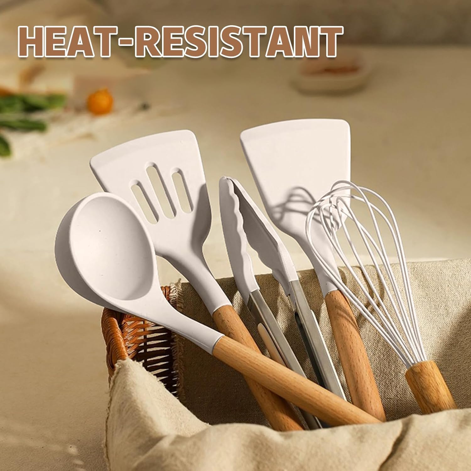 33-Piece Silicone Cooking Utensil Set with Wooden Handles – Heat Resistant, BPA-Free & Non-Stick Safe