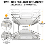 2-Tier Pull-Out Cabinet Organizer – Independently Sliding Chrome Storage Shelves