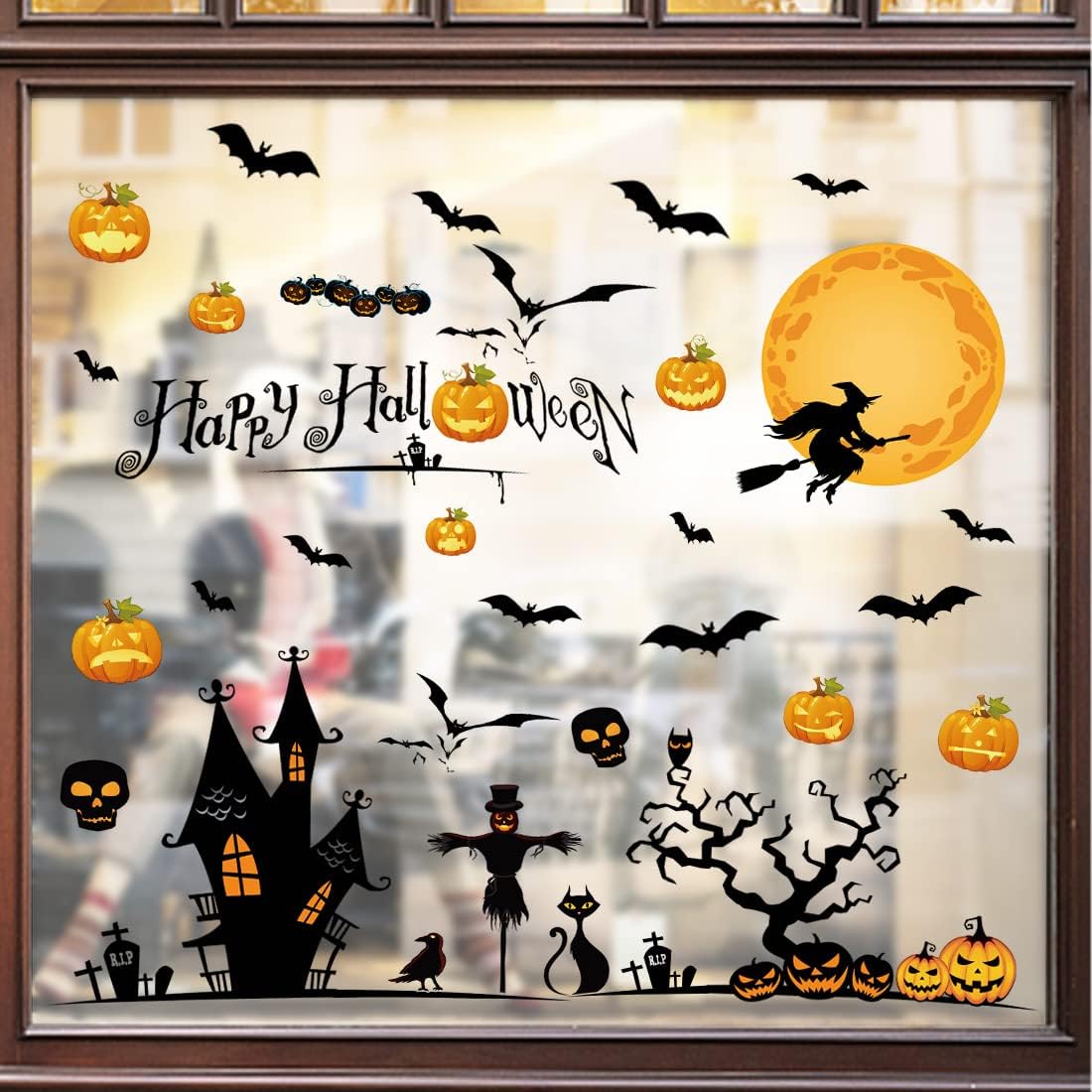 Halloween Window Clings – Double-Sided Reusable Stickers for Glass Doors, Windows & Smooth Surfaces