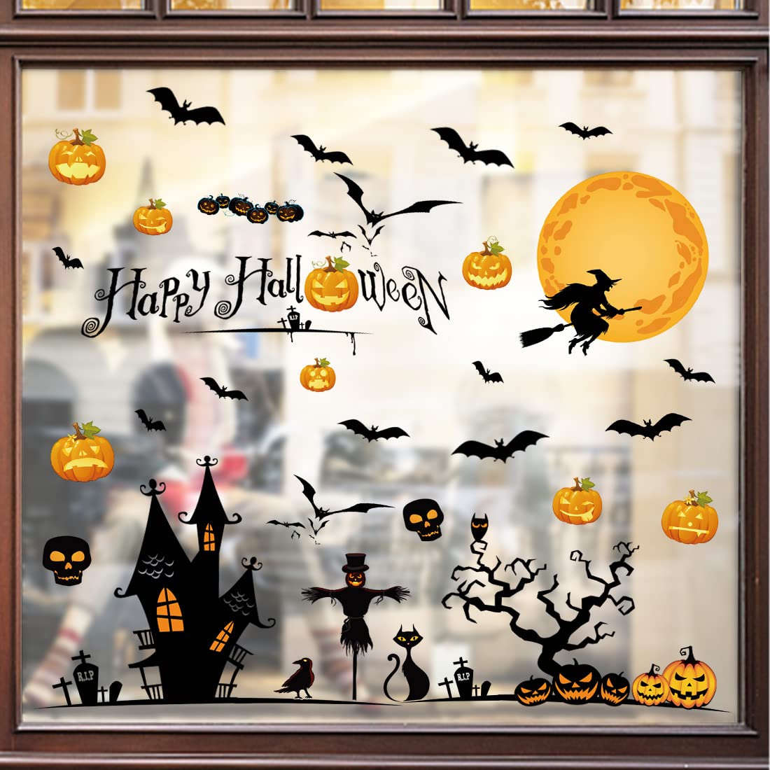 Halloween Window Clings – Double-Sided Reusable Stickers for Glass Doors, Windows & Smooth Surfaces