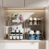 Delamu 2-Tier Clear Under Sink Organizer – Stackable Pull-Out Cabinet Storage with Dividers (2-Pack)