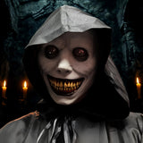 White Demon Grin Mask – 3D Latex Horror Face with Bloody Teeth & Demonic Eyes 💀😈