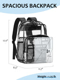 Flowston Heavy Duty Clear School Backpack 17 Inch, Transparent TPU Bookbag with Multiple Pockets
