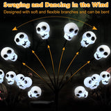 Solar Skull Pathway Lights – Cool White LED Halloween Yard Decorations with Twinkle & Steady Modes (4-Pack, SP-25)