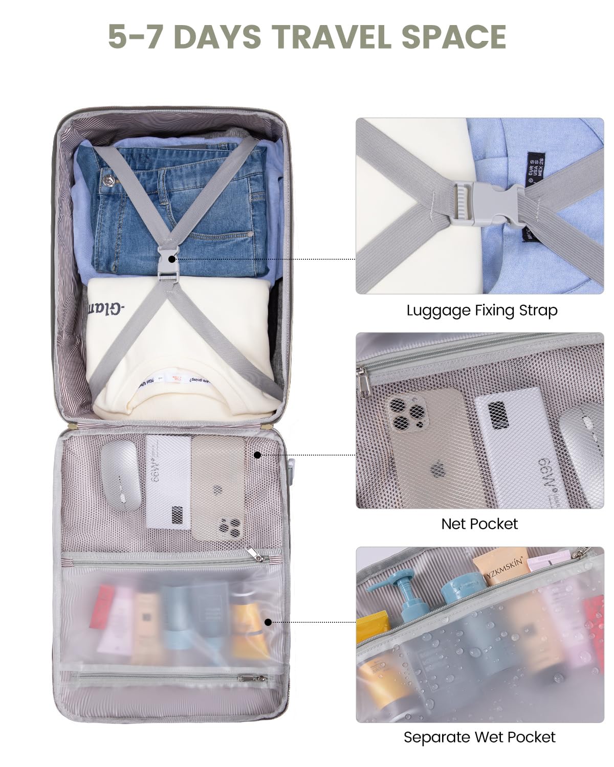 LOVEVOOK 40L Airline-Approved Carry-On Travel Backpack with 3 Packing Cubes & Wet Pocket – Unisex