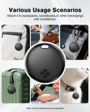 Hauibela Smart Bluetooth Tracker Tags 4 Pack, Apple Find My Compatible Item Locator with Sound Alert & Waterproof Protection – Black
