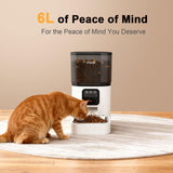 Smart Automatic Pet Feeder with 1080P HD Camera, 6L Transparent Food Tank, WiFi App Control, Motion Detection, and Two-Way Audio