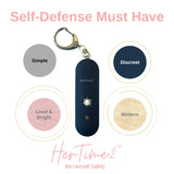 HerTime2 Personal Safety Alarm Keychain – 130dB Emergency Siren with Strobe Light, Waterproof (Executive Black)