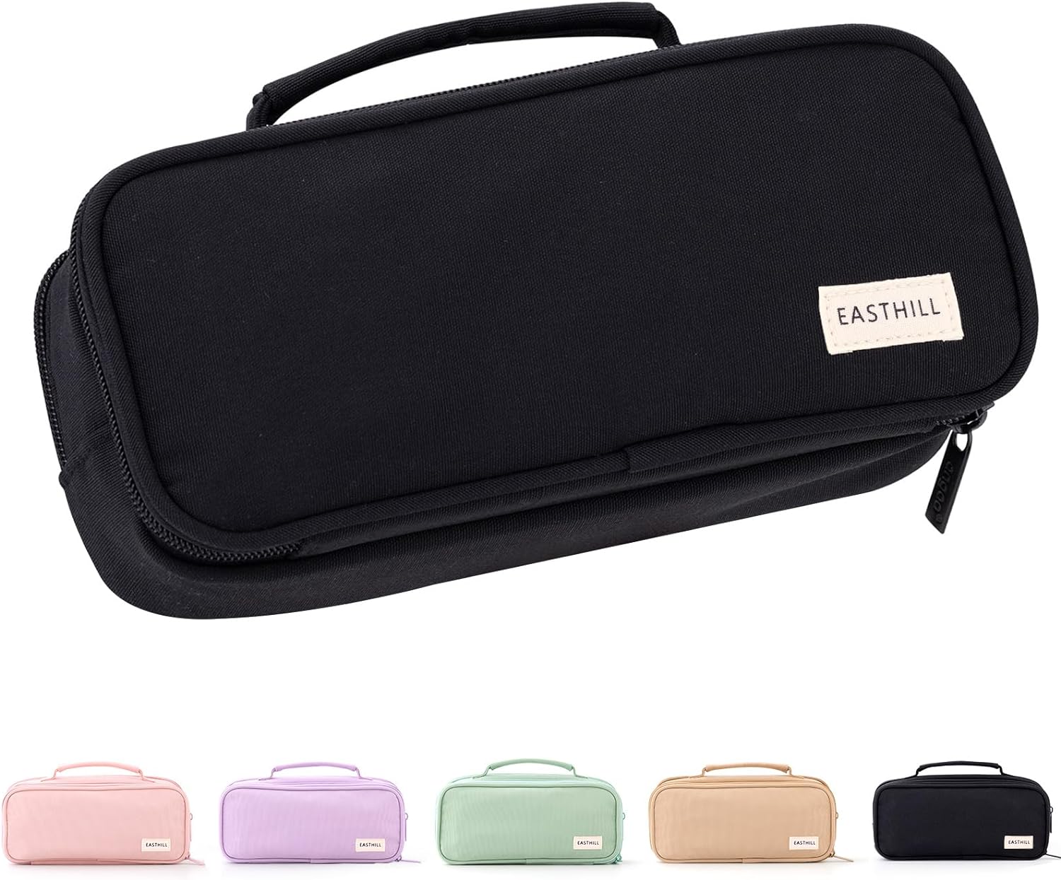 Green Large-Capacity Pencil Case with Carry Handle