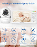 HelloBaby HB6560 6" IPS Baby Monitor with Camera & Audio – Non-WiFi Video Baby Monitor with Night Vision, Pan Tilt Zoom