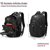 Swissdigital Design Laptop Backpack with USB-C Charging & RFID Protection – 31L Professional Travel & College Backpack (Black)