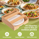 CKIU Bamboo Paper Plate Dispenser – Under Cabinet & Countertop Holder for 10-Inch Plates (Bamboo)