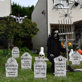 6PCS Stone Grey Halloween Tombstones Yard Signs – Realistic Graveyard Headstones with Stakes for Outdoor Cemetery Decorations