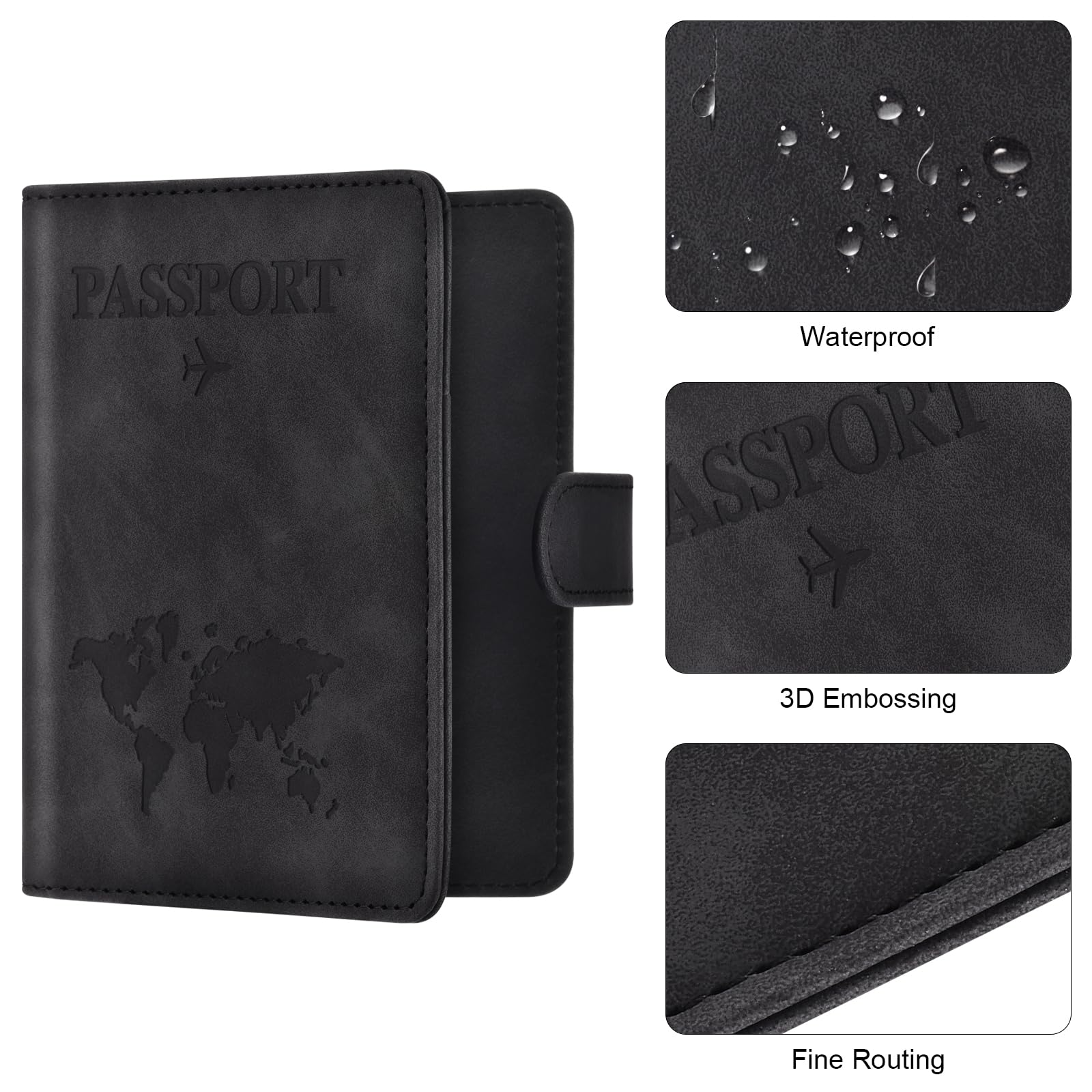 RFID Blocking Passport Holder Wallet with Magnetic Closure – Travel Document Organizer for Men & Women