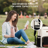 LOVEVOOK Women’s Laptop Backpack with Large Cup Pocket – Waterproof Work & Travel Backpack for 15.6″ Laptop (Beige Black Chestnut Brown)