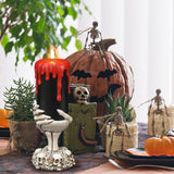 Halloween Blood Dripping Black LED Candles with Skull Hand Holder – Flameless Pillar Candles with Timer, Gothic Horror Tabletop Decoration