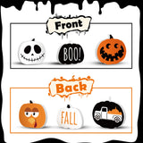 Reversible Halloween & Fall Wooden Table Decor – 3 Double-Sided Pumpkin Signs for Home & Office