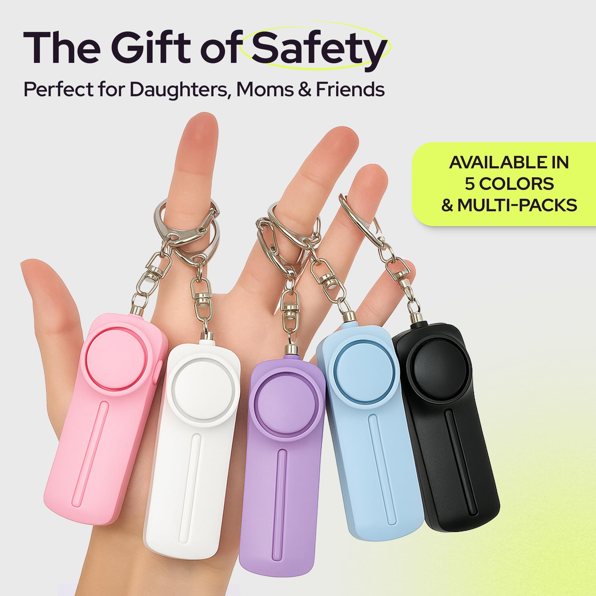130dB Personal Safety Alarm Keychain with LED Light – Emergency Self-Defense Siren for Women (Black)