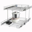 DINDON Chrome Dual-Layer Pull-Out Cabinet Storage – Premium Double Shelf Organizer for Kitchen Base Cabinets