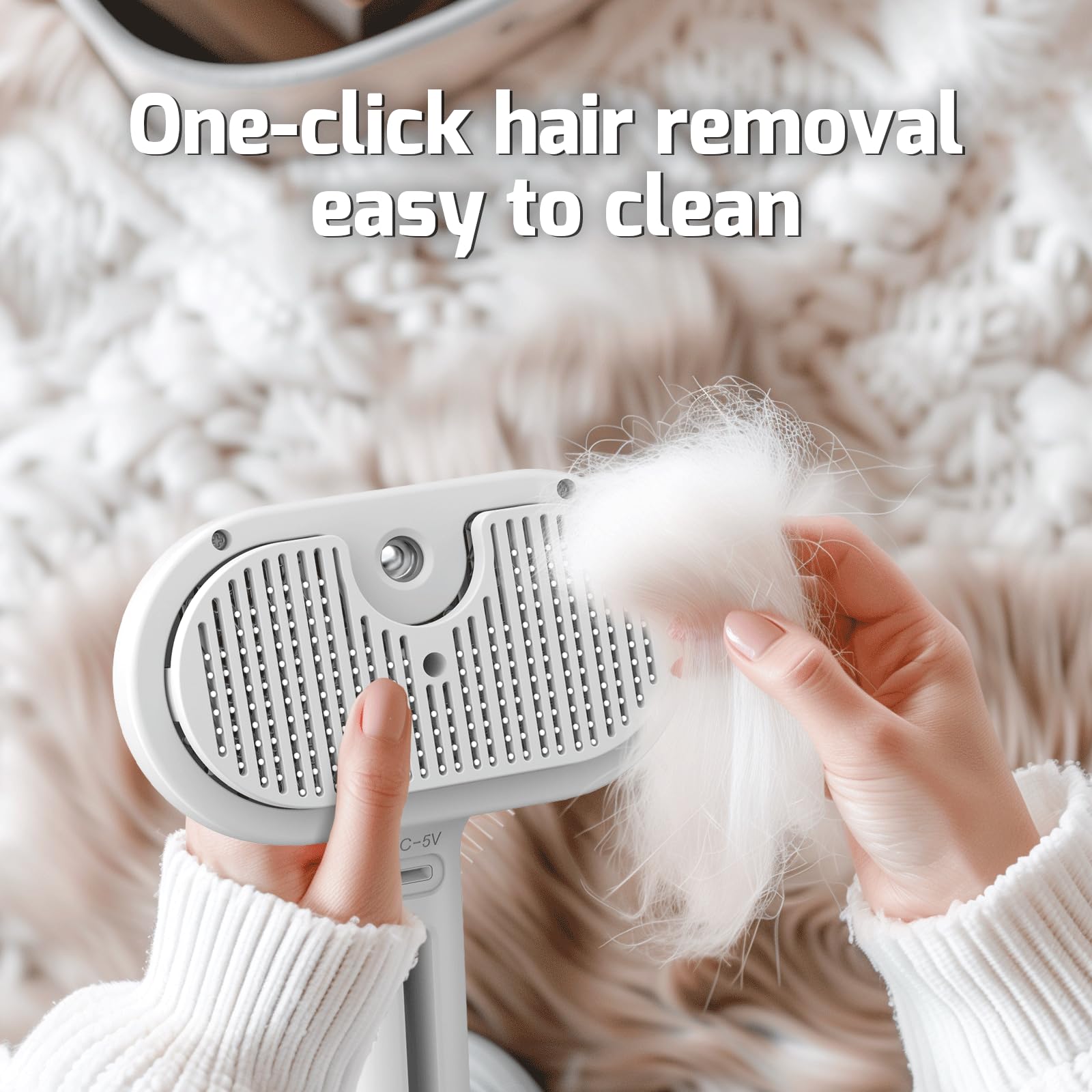 Self-Cleaning Cat Steam Grooming Brush with Mist Spray, Deshedding and Massage Tool for Cats and Dogs with Soft Stainless Steel Bristles