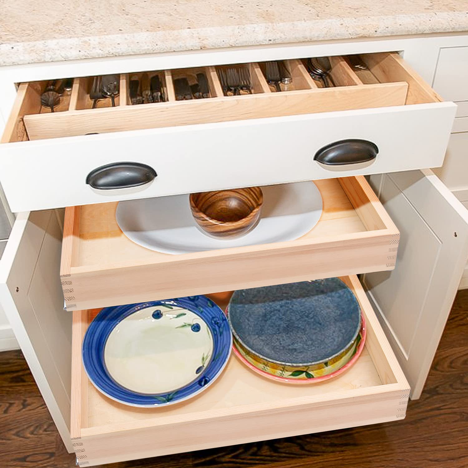 Mulush Slim Pull-Out Wooden Cabinet Drawer with Soft-Close Slides – Compact Heavy-Duty Organizer
