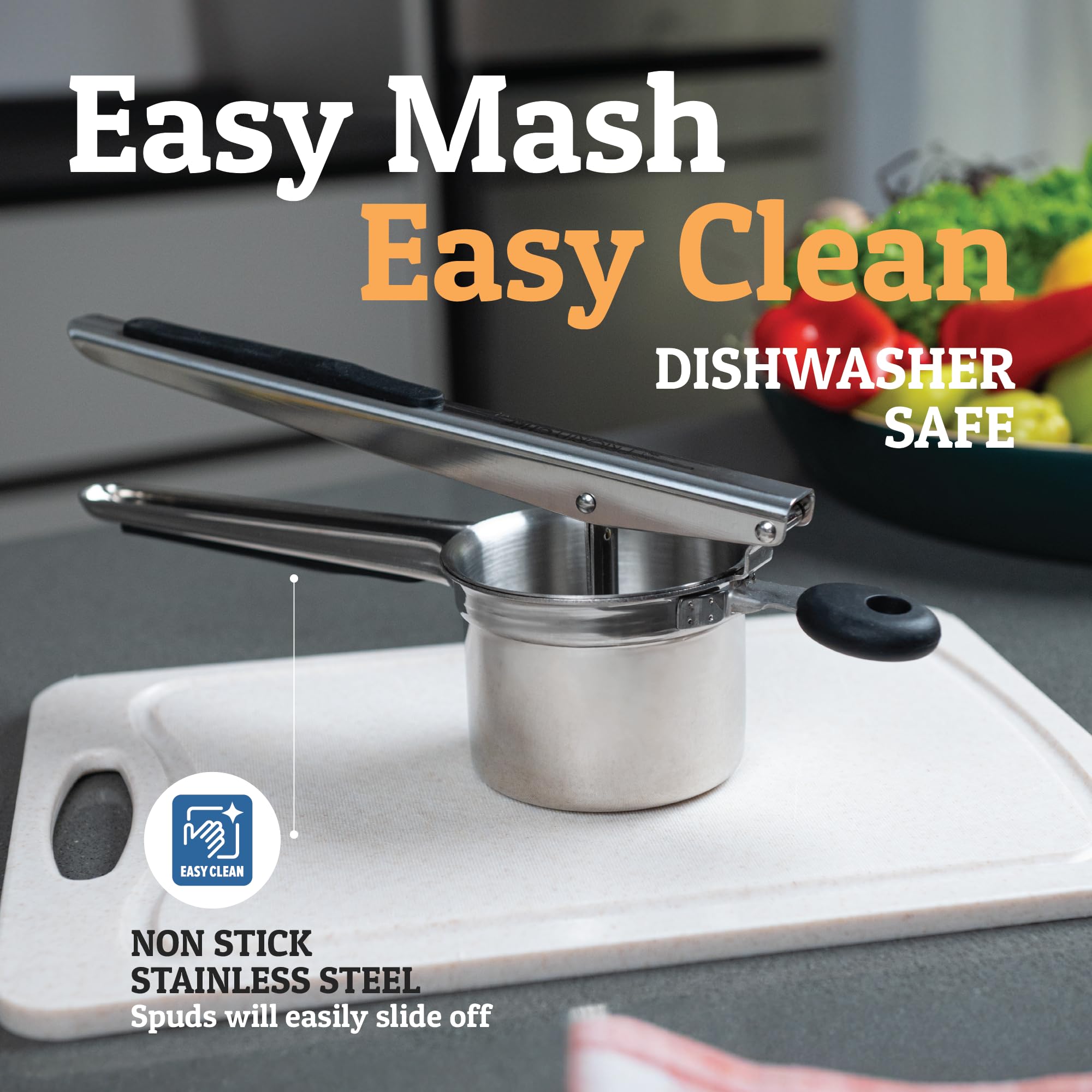 Heavy-Duty Potato Ricer & Masher – Large Basket, Non-Slip Handles, Dishwasher Safe