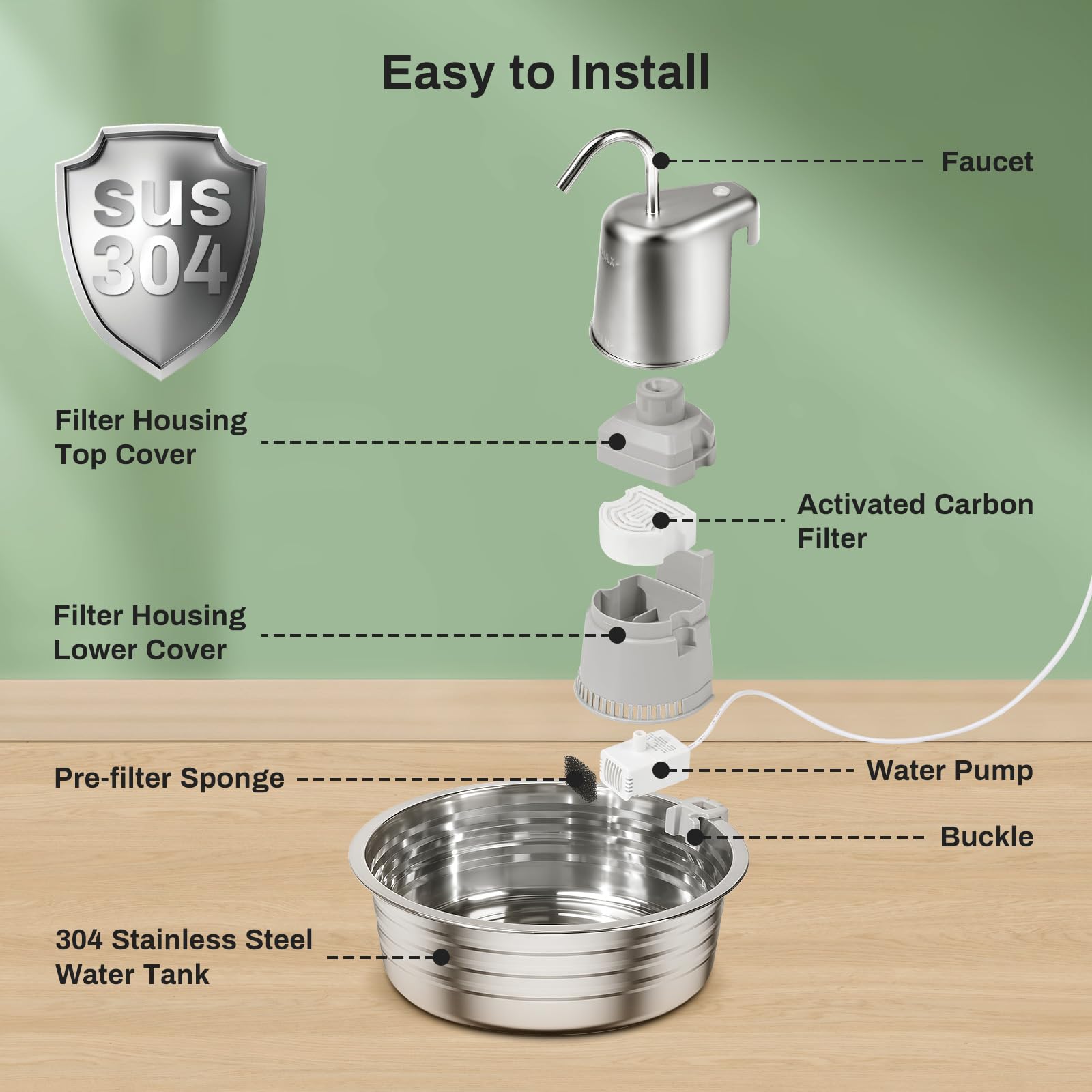 4L Stainless Steel Cat & Dog Water Fountain with Quad Filtration, Ultra Quiet Pump & High-Capacity Automatic Pet Hydration System – Silver