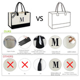 BeeGreen Personalized Canvas Tote Bag for Women – Monogram Embroidered Large Beach, Work & Gift Tote (Natural & Black)