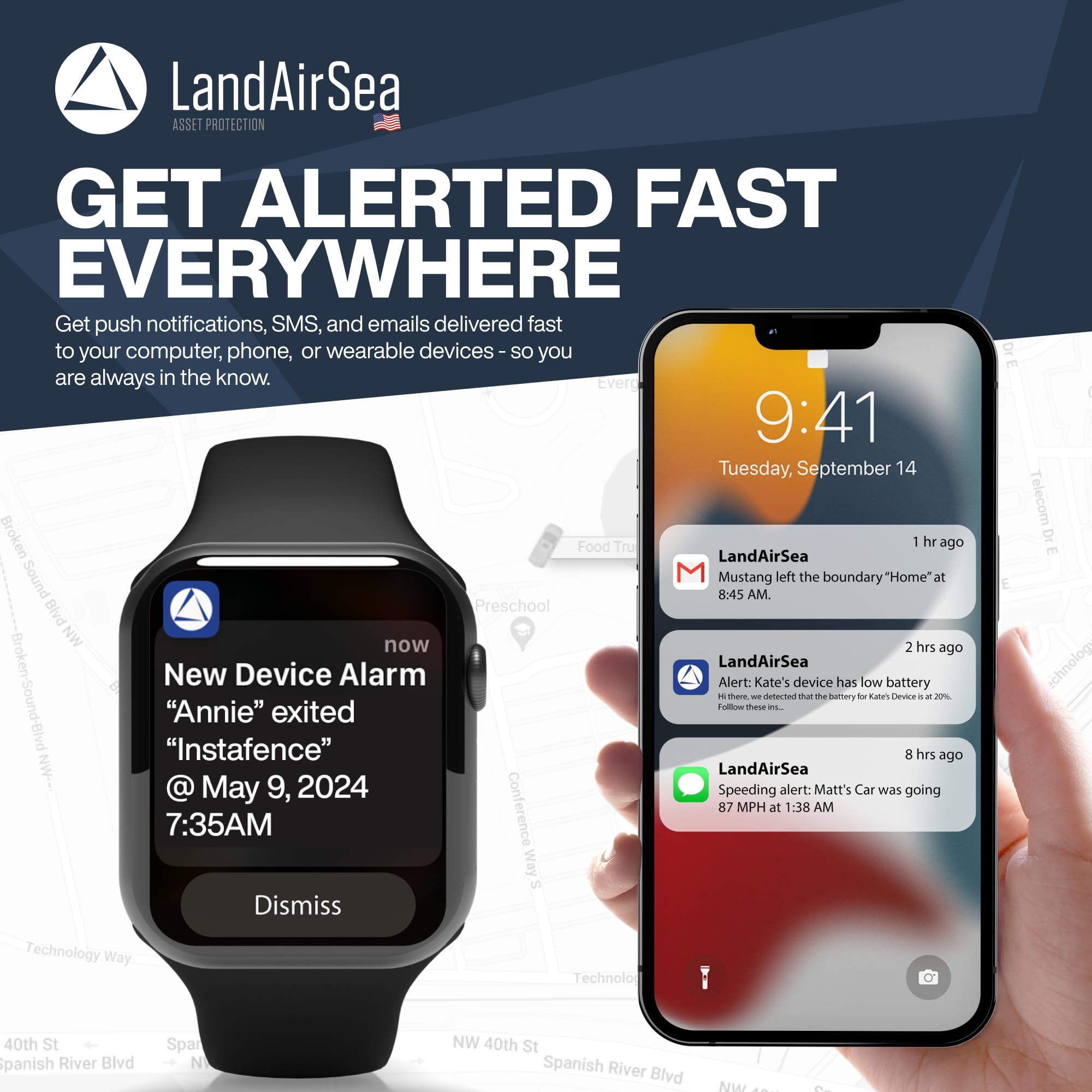 LandAirSea 54 GPS Tracker with Magnet, Real-Time Vehicle Tracking, Global Coverage, Geofencing Alerts, SilverCloud App Compatible, Waterproof