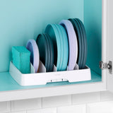 Adjustable Container Lid Organizer with Dividers – Cabinet & Drawer Storage Solution (White)