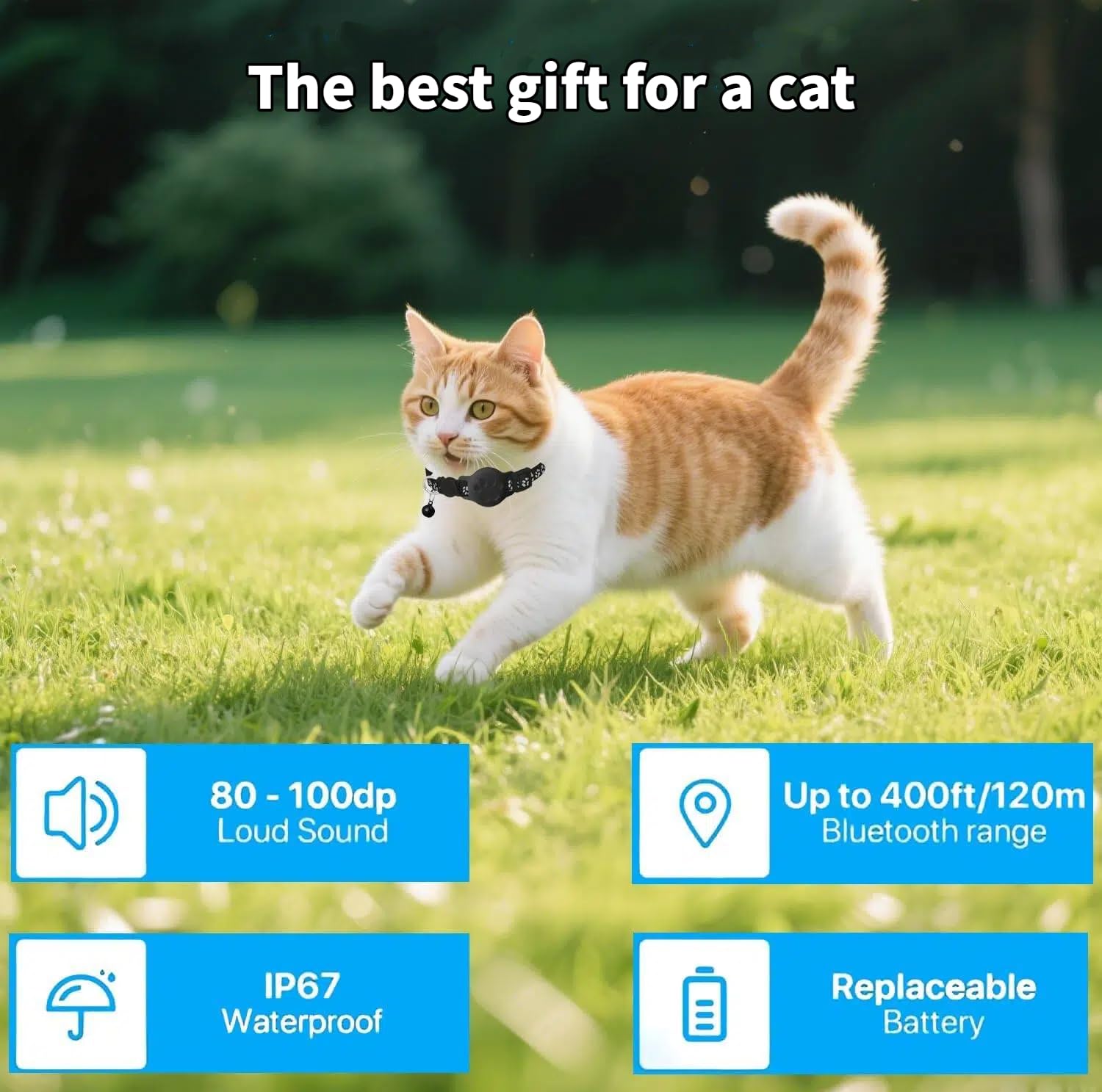 Android Find My Device Cat GPS Tracker, Waterproof Smart Collar Locator, No Subscription, Lightweight Pet Tracking Tag