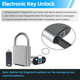 IP66 Waterproof Fingerprint Padlock with USB Rechargeable Battery, Biometric Smart Lock for Gym, Gates & Outdoor Security