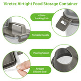3L Airtight Kitchen Storage Container with Pour Spout – BPA-Free Rice & Dry Food Dispenser with Measuring Cup (Grey)