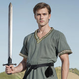 Medieval Viking Warrior Set – Green Tunic with Belt, Arm Guards & Pouch ⚔️🍃