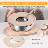 Stainless Steel Mixing Bowl Set with Airtight Lids, Graters & Non-Slip Base (6 Bowls)