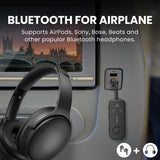Airplane Bluetooth Audio Transmitter – Wireless 3.5mm Adapter for Bluetooth Headphones with Dual Listening Support