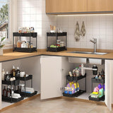 Under Sink Organizer Set (3-Pack) – 2-Tier Sliding Storage Shelves for Kitchen & Bathroom Cabinets