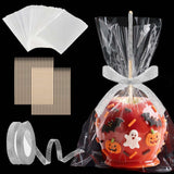48 Pcs Candy Apple DIY Kit – Silver Glitter Edition 🍬 Includes Bamboo Sticks, Candy Wrapping Glass Paper & Glitter Ribbon