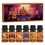 Halloween Fragrance Oil Set – 6 Scents (Pumpkin Pie, Spiced Cider, Caramel Apple, Candy Corn, Snickerdoodle & Spooky Spices) – Essential Oils for Candles, Diffusers & DIY Crafts
